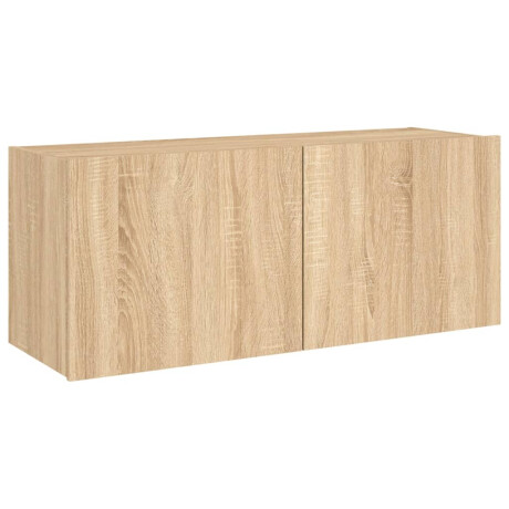 vidaXL Tv-wandmeubel met LED-verlichting 100x35x41 cm sonoma eiken afbeelding3 - 1