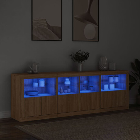 vidaXL Dressoir met LED-verlichting 202x37x67 cm sonoma eikenkleurig afbeelding3 - 1
