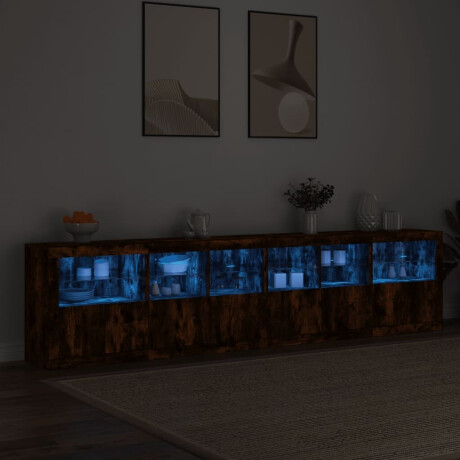 vidaXL Dressoir met LED-verlichting 283,5x37x67 cm gerookt eikenkleur afbeelding3 - 1