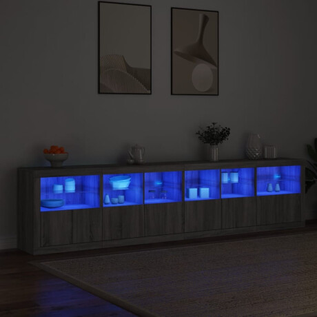 vidaXL Dressoir met LED-verlichting 283x37x67 cm grijs sonoma eiken afbeelding3 - 1
