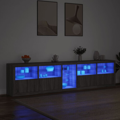 vidaXL Dressoir met LED-verlichting 283x37x67 cm grijs sonoma eiken afbeelding3 - 1