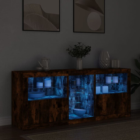 vidaXL Dressoir met LED-verlichting 162x37x67 cm bruin eiken afbeelding3 - 1