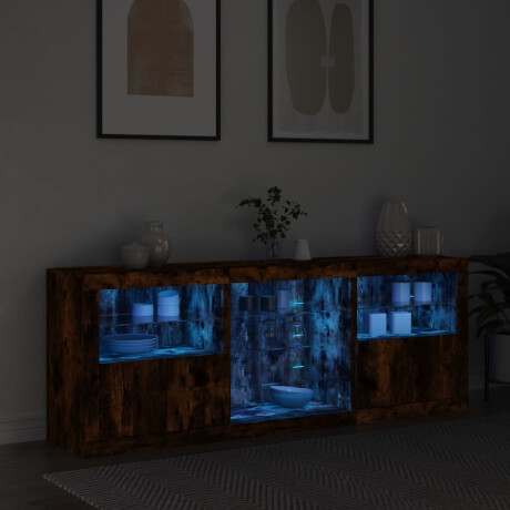vidaXL Dressoir met LED-verlichting 181,5x37x67 cm gerookt eikenkleur afbeelding3 - 1