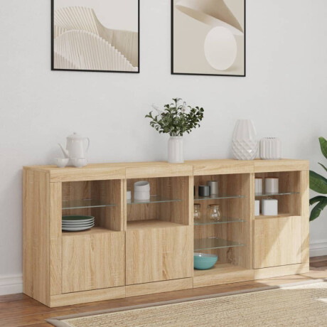 vidaXL Dressoir met LED-verlichting 164x37x67 cm sonoma eikenkleurig afbeelding3 - 1