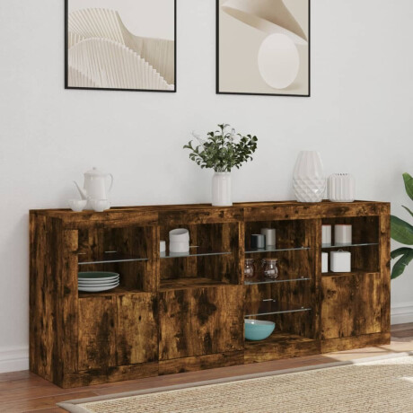 vidaXL Dressoir met LED-verlichting 164x37x67 cm gerookt eikenkleurig afbeelding3 - 1