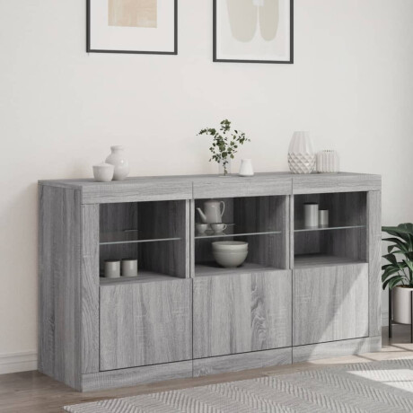 vidaXL Dressoir met LED-verlichting 123x37x67 cm grijs sonoma eiken afbeelding3 - 1
