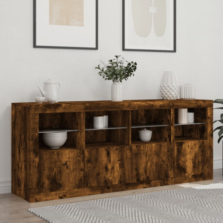 vidaXL Dressoir met LED-verlichting 163x37x67 cm gerookt eikenkleurig afbeelding3 - 1
