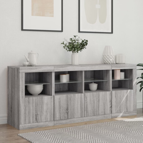 vidaXL Dressoir met LED-verlichting 163x37x67 cm grijs sonoma eiken afbeelding3 - 1
