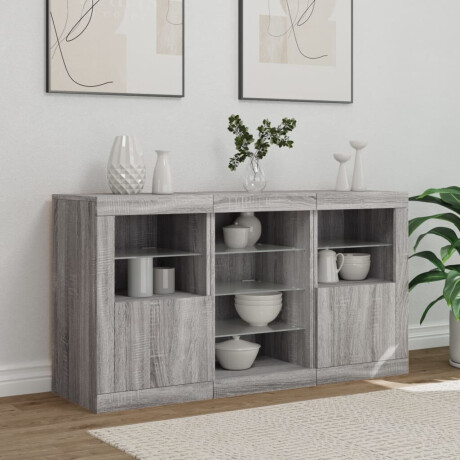 vidaXL Dressoir met LED-verlichting 123x37x67 cm grijs sonoma eiken afbeelding3 - 1