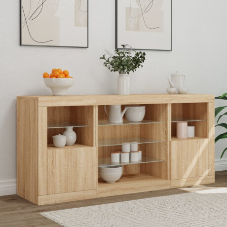 vidaXL Dressoir met LED-verlichting 142,5x37x67 cm sonoma eikenkleurig afbeelding3 - 1