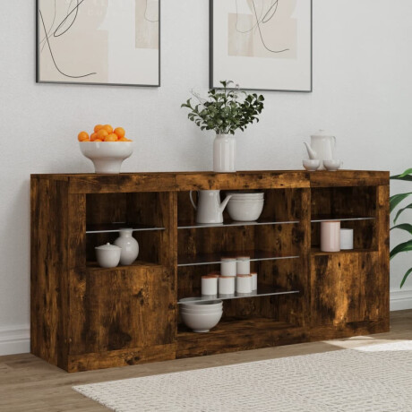 vidaXL Dressoir met LED-verlichting 142,5x37x67 cm gerookt eikenkleur afbeelding3 - 1