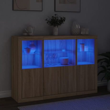 vidaXL Dressoirs met LED-verlichting 3 st bewerkt hout sonoma eiken afbeelding3 - 1