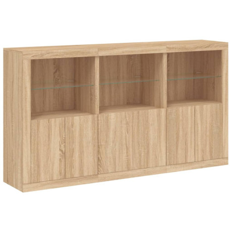 vidaXL Dressoir met LED-verlichting 181,5x37x100 cm sonoma eikenkleur afbeelding3 - 1