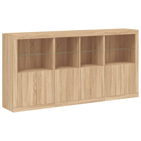 vidaXL Dressoir met LED-verlichting 202x37x100 cm sonoma eikenkleurig afbeelding3 - 1