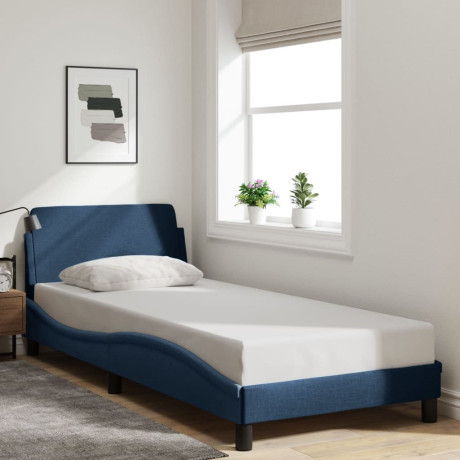 vidaXL Bedframe met hoofdeinde zonder matras 90x200 cm stof blauw afbeelding3 - 1