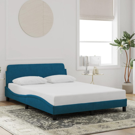 vidaXL Bedframe met hoofdeinde fluweel blauw 120x200 cm afbeelding3 - 1