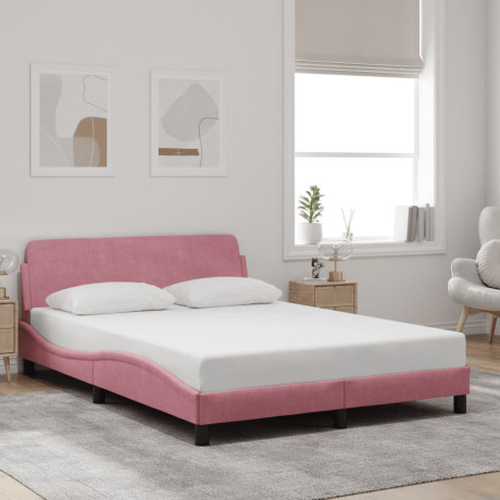 vidaXL Bedframe met hoofdeinde fluweel roze 120x200 cm afbeelding3 - 1