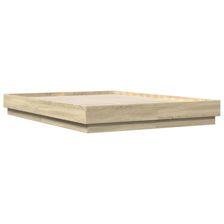 vidaXL Bedframe met LED-verlichting sonoma eikenkleurig 140x200 cm afbeelding3 - 1