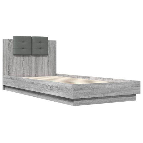 vidaXL Bedframe met hoofdeinde bewerkt hout grijs sonoma 90x200 cm afbeelding3 - 1