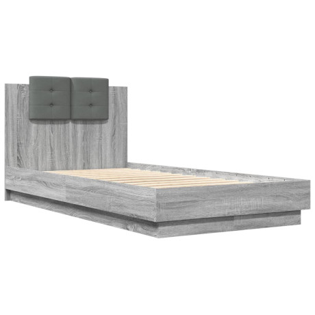 vidaXL Bedframe met hoofdeinde bewerkt hout grijs sonoma 90x190 cm afbeelding3 - 1