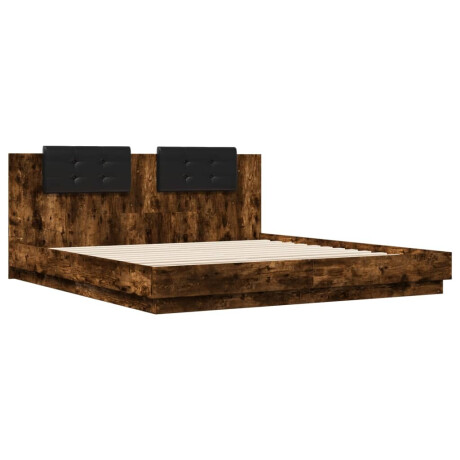 vidaXL Bedframe met hoofdbord en LED gerookt eikenkleur 180x200 cm afbeelding3 - 1