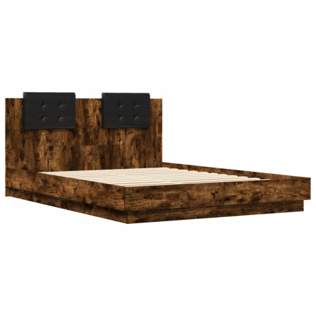 vidaXL Bedframe met hoofdbord en LED gerookt eikenkleur 140x200 cm afbeelding3 - 1