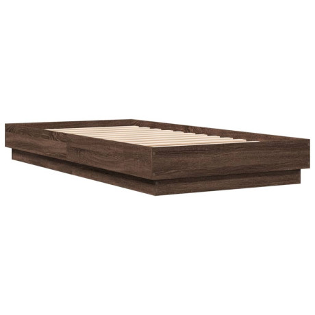 vidaXL Bedframe met LED-verlichting bruin eikenkleurig 75x190 cm afbeelding3 - 1