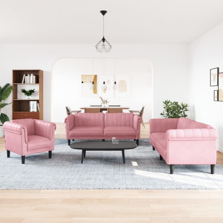 vidaXL 3-delige Loungeset fluweel roze afbeelding3 - 1