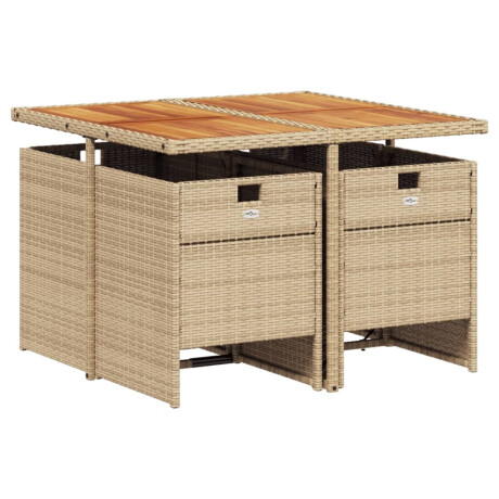 vidaXL 5-delige Tuinset met kussens poly rattan beige afbeelding3 - 1