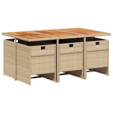 vidaXL 7-delige Tuinset met kussens poly rattan beige afbeelding3 - 1