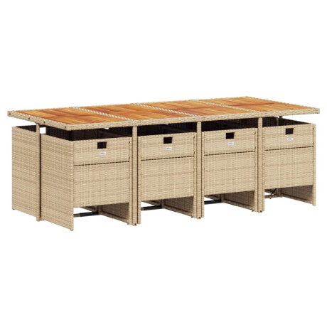 vidaXL 9-delige Tuinset met kussens poly rattan beige afbeelding3 - 1