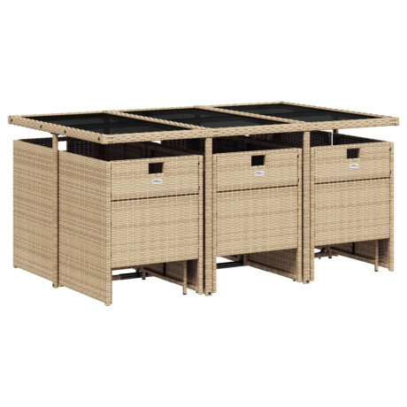 vidaXL 11-delige Tuinset met kussens poly rattan gemengd beige afbeelding3 - 1