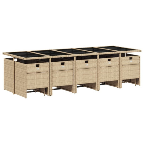 vidaXL 15-delige Tuinset met kussens poly rattan gemengd beige afbeelding3 - 1