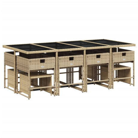 vidaXL 13-delige Tuinset met kussens poly rattan gemengd beige afbeelding3 - 1