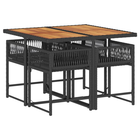 vidaXL 5-delige Tuinset met kussens poly rattan zwart afbeelding3 - 1