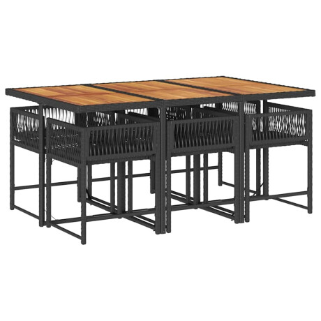 vidaXL 7-delige Tuinset met kussens poly rattan zwart afbeelding3 - 1