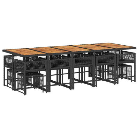 vidaXL 15-delige Tuinset met kussens poly rattan zwart afbeelding3 - 1