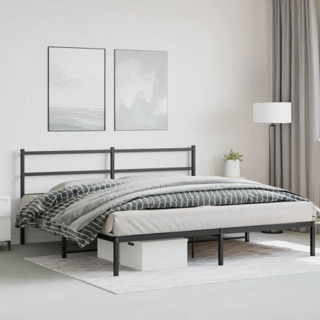 vidaXL Bedframe met hoofdbord metaal zwart 180x200 cm afbeelding3 - 1