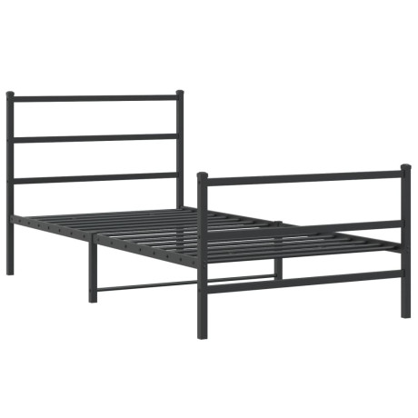 vidaXL Bedframe met hoofd- en voeteneinde metaal zwart 100x190 cm afbeelding3 - 1
