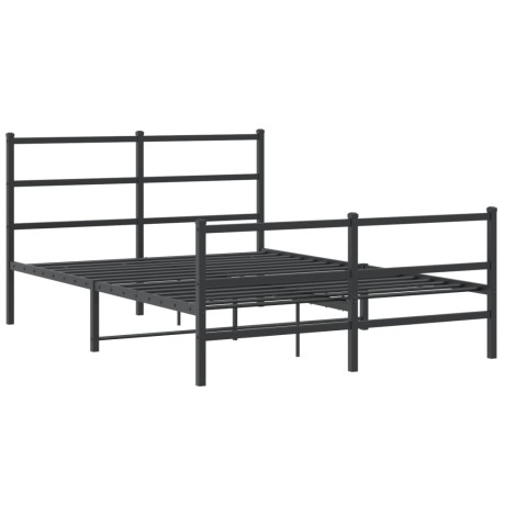 vidaXL Bedframe met hoofd- en voeteneinde metaal zwart 135x190 cm afbeelding3 - 1