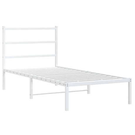 vidaXL Bedframe met hoofdbord metaal wit 90x190 cm afbeelding3 - 1