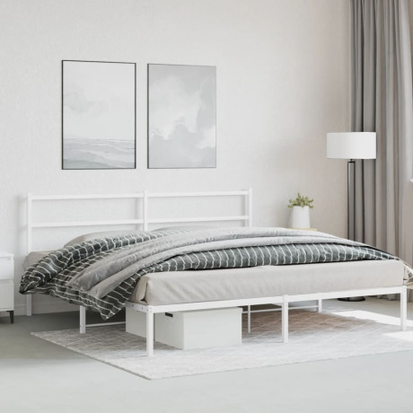 vidaXL Bedframe met hoofdbord metaal wit 183x213 cm afbeelding3 - 1