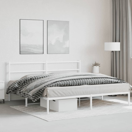 vidaXL Bedframe met hoofdbord metaal wit 193x203 cm afbeelding3 - 1