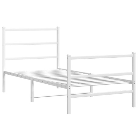 vidaXL Bedframe met hoofd- en voeteneinde metaal wit 90x200 cm afbeelding3 - 1