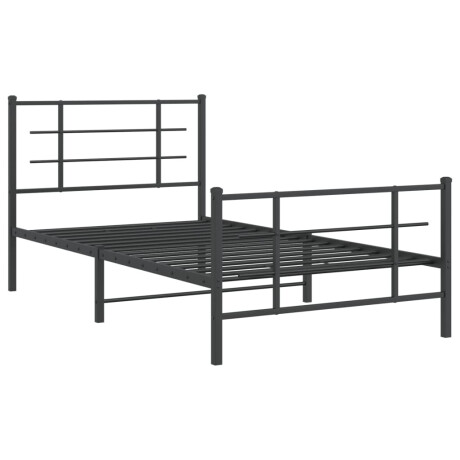 vidaXL Bedframe met hoofd- en voeteneinde metaal zwart 100x200 cm afbeelding3 - 1