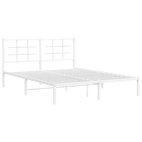 vidaXL Bedframe met hoofdbord metaal wit 160x200 cm afbeelding3 - 1