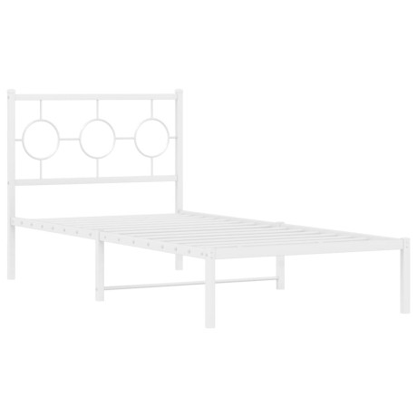 vidaXL Bedframe met hoofdbord metaal wit 90x190 cm afbeelding3 - 1