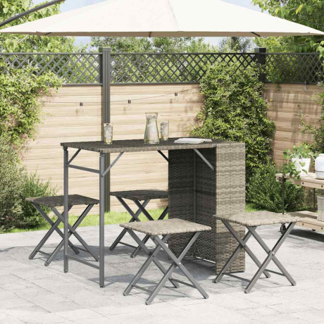 vidaXL 5-delige Tuinset inklapbaar poly rattan lichtgrijs afbeelding3 - 1