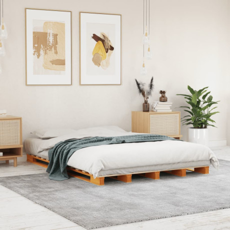 vidaXL Palletbed massief grenenhout wasbruin 140x200 cm afbeelding3 - 1