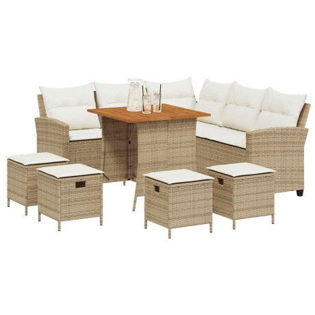 vidaXL 6-delige tuinbankset met kussens L-vormig beige polyrotan afbeelding3 - 1